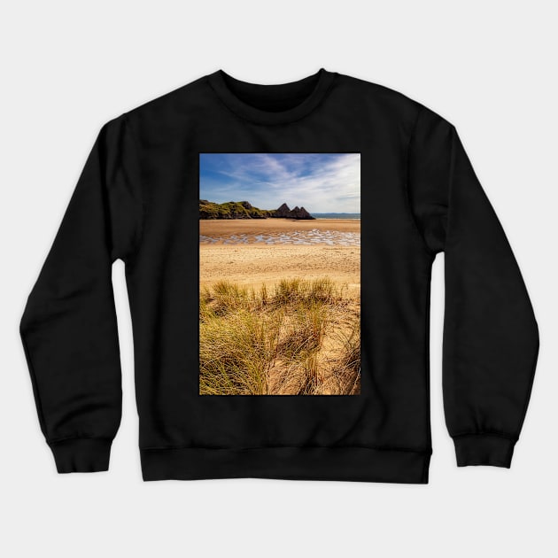 Three Cliffs Bay, Gower Crewneck Sweatshirt by dasantillo